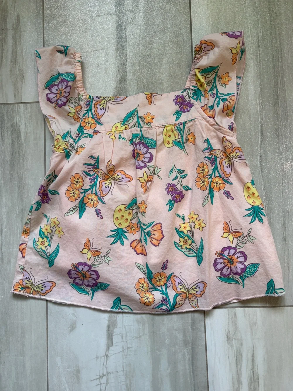 Carters Cotton Cottage Pink Floral Shirt & Ruffled Shorts Matching Set Girls 4T - Picture 3 of 13
